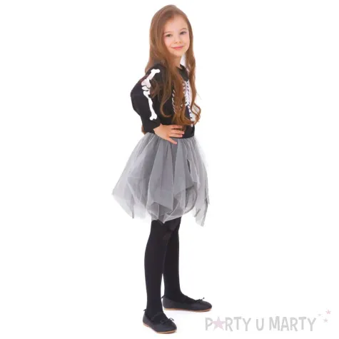 xx sukienka dla dziewczynki halloween szary kosciotrup rozmiar l