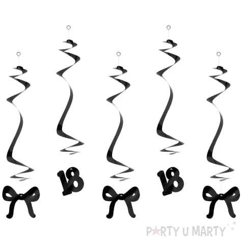 xx swiderki na 18 urodziny z kokardkami 50cm czarne 1 op 5 szt