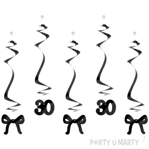 xx swiderki na 30 urodziny z kokardkami 50cm czarne 1 op 5 szt