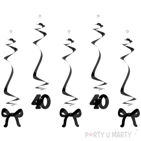xx swiderki na 40 urodziny z kokardkami 50cm czarne 1 op 5 szt