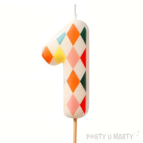 xx swieczka urodzinowa cyfra 1 romby 5 5 cm mix