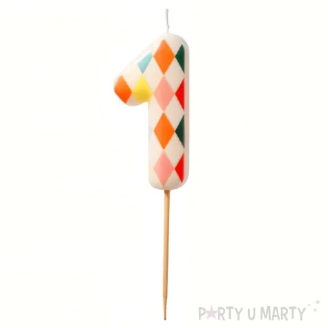xx swieczka urodzinowa cyfra 1 romby 5 5 cm mix