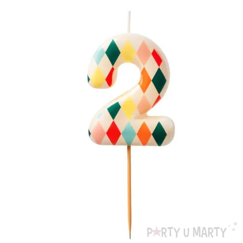 xx swieczka urodzinowa cyfra 2 romby 5 5 cm mix