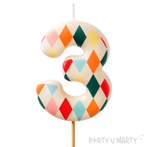 xx swieczka urodzinowa cyfra 3 romby 5 5 cm mix