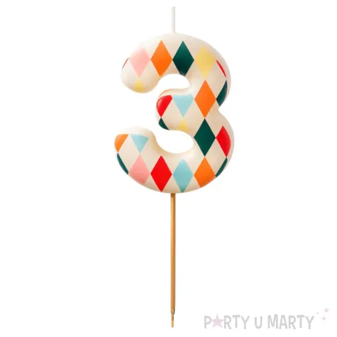 xx swieczka urodzinowa cyfra 3 romby 5 5 cm mix