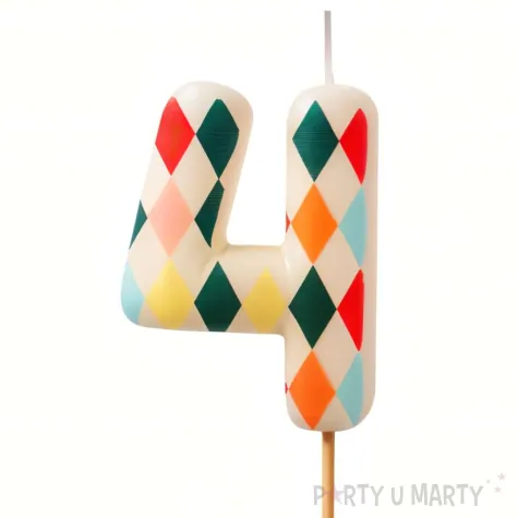 xx swieczka urodzinowa cyfra 4 romby 5 5 cm mix