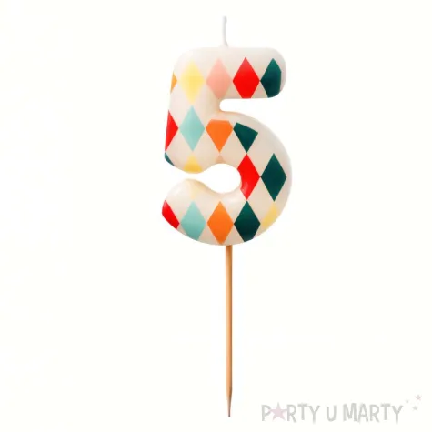 xx swieczka urodzinowa cyfra 5 romby 5 5 cm mix
