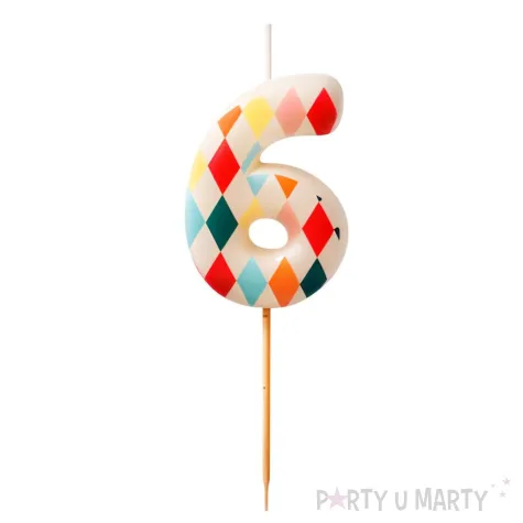 xx swieczka urodzinowa cyfra 6 romby 5 5 cm mix
