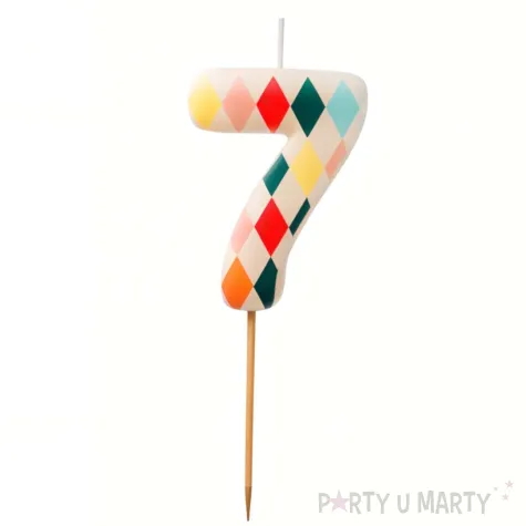 xx swieczka urodzinowa cyfra 7 romby 5 5 cm mix