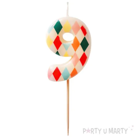 xx swieczka urodzinowa cyfra 9 romby 5 5 cm mix