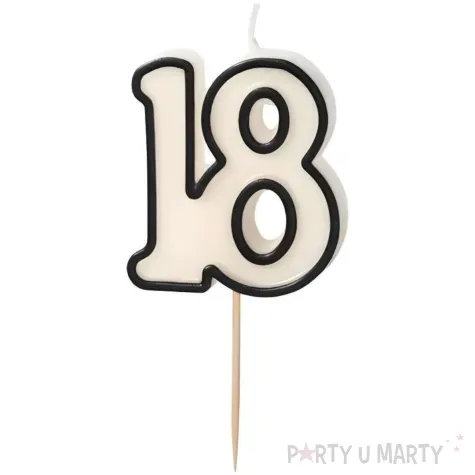 xx swieczka urodzinowa liczba 18 5 5cm bialo czarny