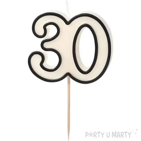 xx swieczka urodzinowa liczba 30 5 5cm bialo czarny