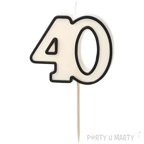 xx swieczka urodzinowa liczba 40 5 5cm bialo czarny