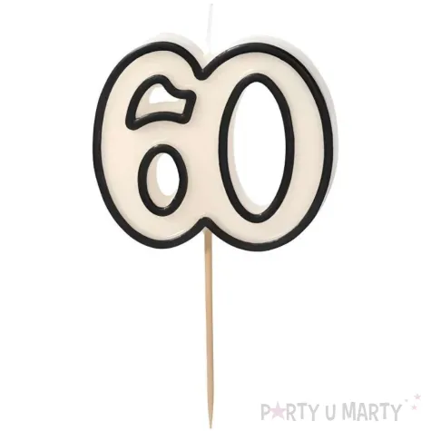 xx swieczka urodzinowa liczba 60 5 5cm bialo czarny