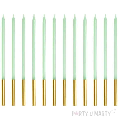xx swieczki urodzinowe gladkie jasny zielony 14 cm 1 op 12 szt