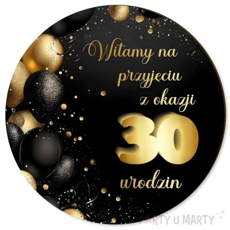 xx tablica powitalna 30 urodziny zloto czarny