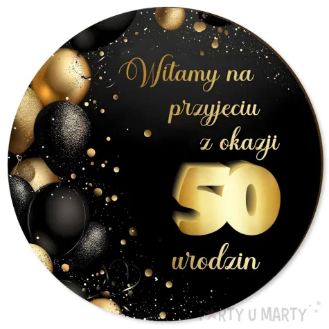 xx tablica powitalna 50 urodziny zloto czarny
