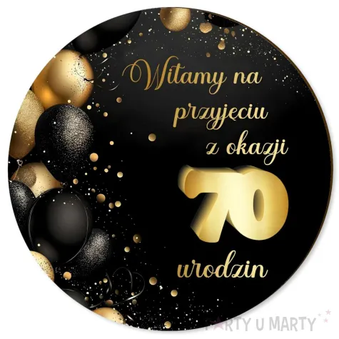 xx tablica powitalna 70 urodziny zloto czarny