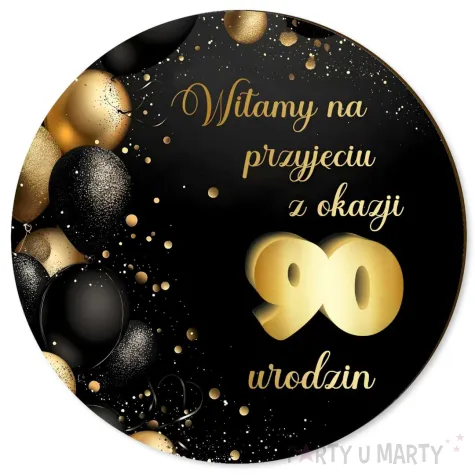 xx tablica powitalna 90 urodziny zloto czarny