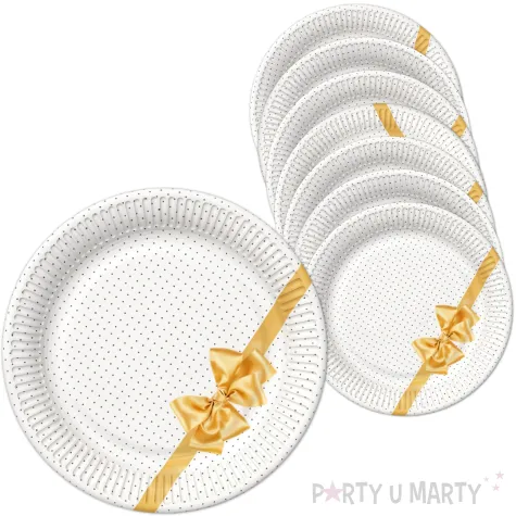 xx talerzyki kokardy kropki zlote 8szt