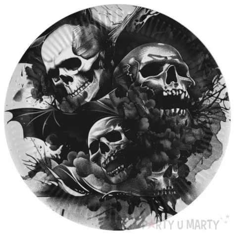 xx talerzyki na halloween upiorne czaszki 18 cm