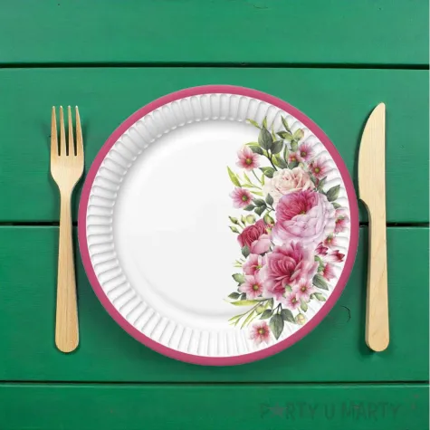 xx talerzyki papierowe daisy roze rozowe 8 szt