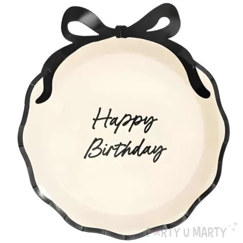 xx talerzyki papierowe happy birthday z kokardka mix 24 cm 1 op 6 szt