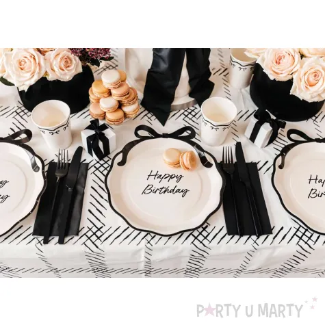 xx talerzyki papierowe happy birthday z kokardka mix 24 cm 1 op 6 szt