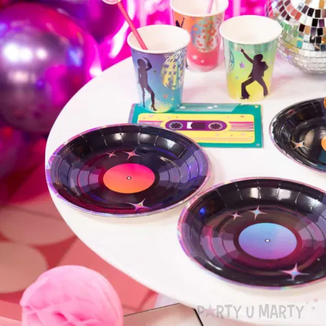 xx talerzyki papierowe retro disco 7cali 6szt z