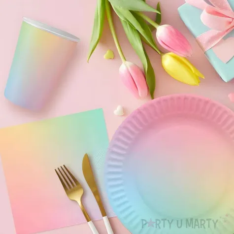 xx talerzyki papierowe teczowe 18 cm 6 szt