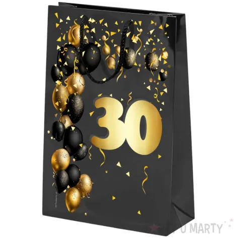 xx torebka czarna 30 urodziny czarno zloty duza