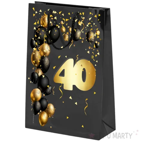 xx torebka czarna 40 urodziny czarno zloty duza