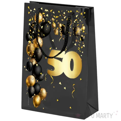 xx torebka czarna 50 urodziny czarno zloty mala