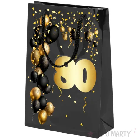 xx torebka czarna 80 urodziny czarno zloty mala