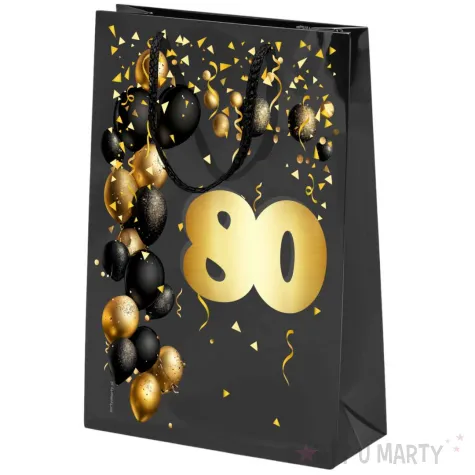 xx torebka czarna 80 urodziny czarno zloty srednia