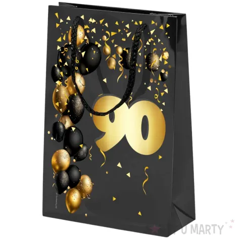 xx torebka czarna 90 urodziny czarno zloty mala