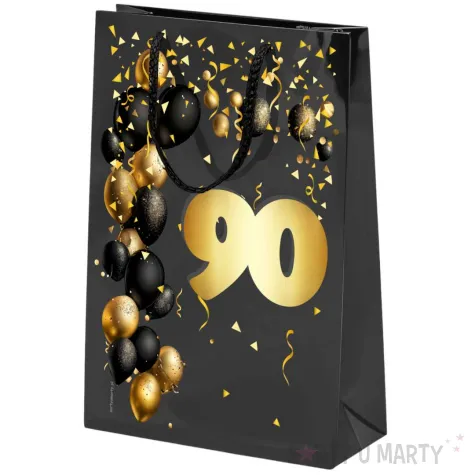 xx torebka czarna 90 urodziny czarno zloty srednia