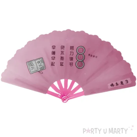 xx wachlarz rozowy jasny plastikowy