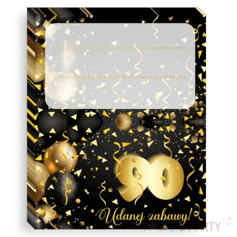 xx winietki 90 urodziny zloto czarne