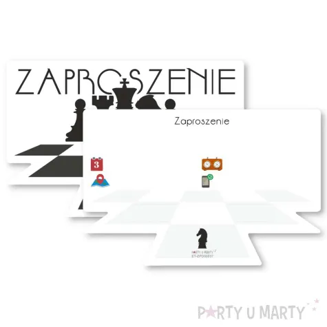 xx zaproszenia szachy figury 9 6 x 14 6 cm 6 szt