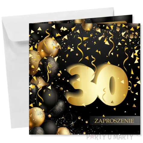 xx zaproszenie 30 urodziny czarno zloty