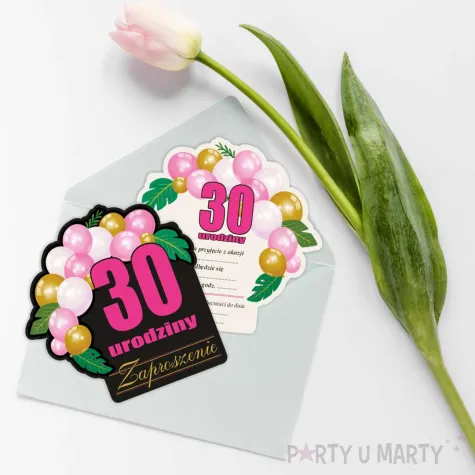 xx zaproszenie 30 urodziny roz baloniki