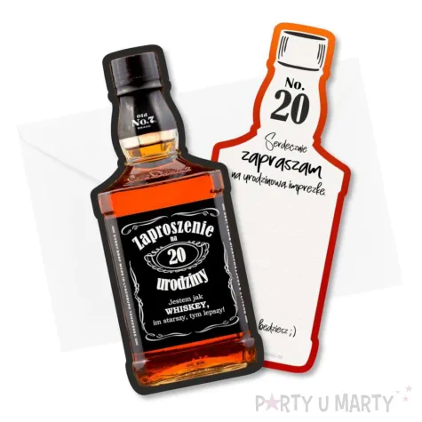 xx zaproszenie butelka whisky 20 urodziny