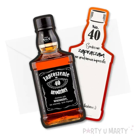 xx zaproszenie butelka whisky 40 urodziny
