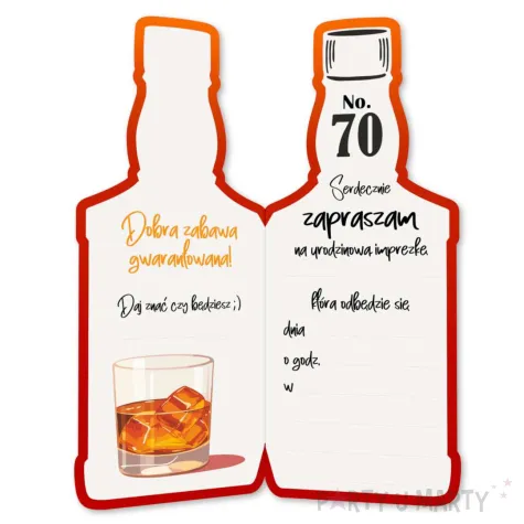 xx zaproszenie butelka whisky zamykana 70 urodziny
