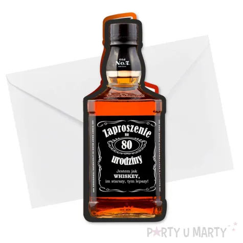 xx zaproszenie butelka whisky zamykana 80 urodziny