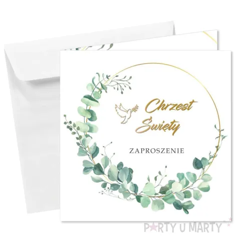xx zaproszenie chrzest swiety eukaliptus beauty 15x15 cm 1 szt