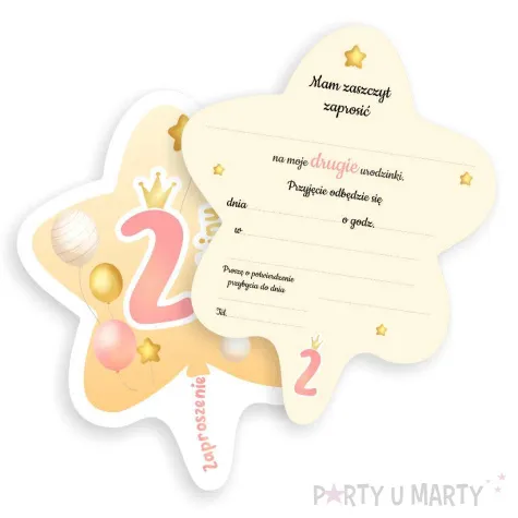 xx zaproszenie gwiazdeczka 2 urodziny baloniki rozowy 10 4x13 2 cm 1 szt