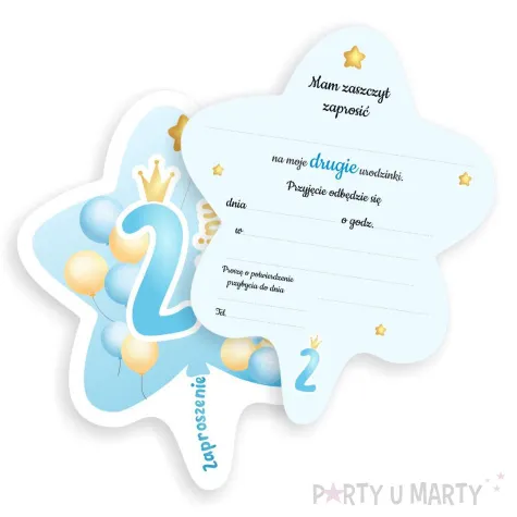 xx zaproszenie gwiazdeczka blue 2 urodzinki