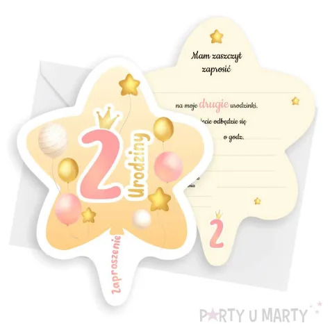 xx zaproszenie gwiazdeczka pink 2 urodzinki